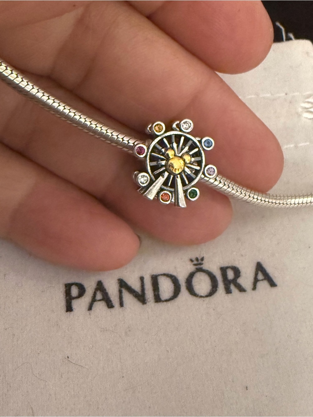 Pandora Multicolor Ferris Wheel Charm with Silver and Gold Tones